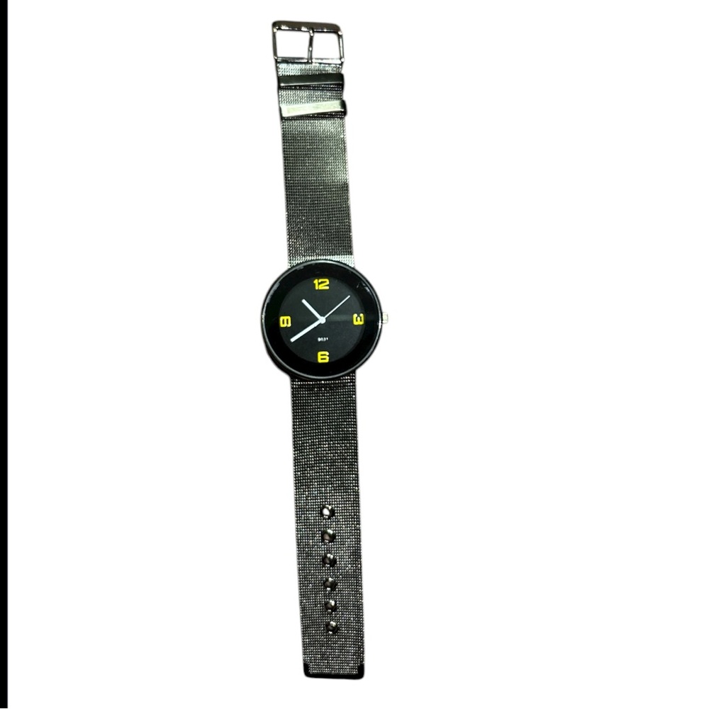 Silver Women's Watch with Black Dial